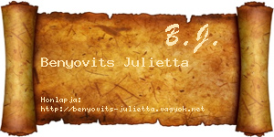 Benyovits Julietta névjegykártya